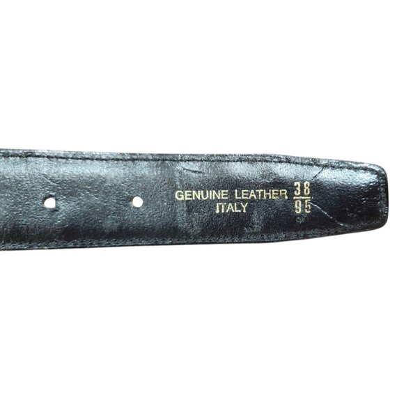 Black Alligator Leather with Gold-tone Buckle Belt Men Italy Size 38/95 - Picture 5 of 5
